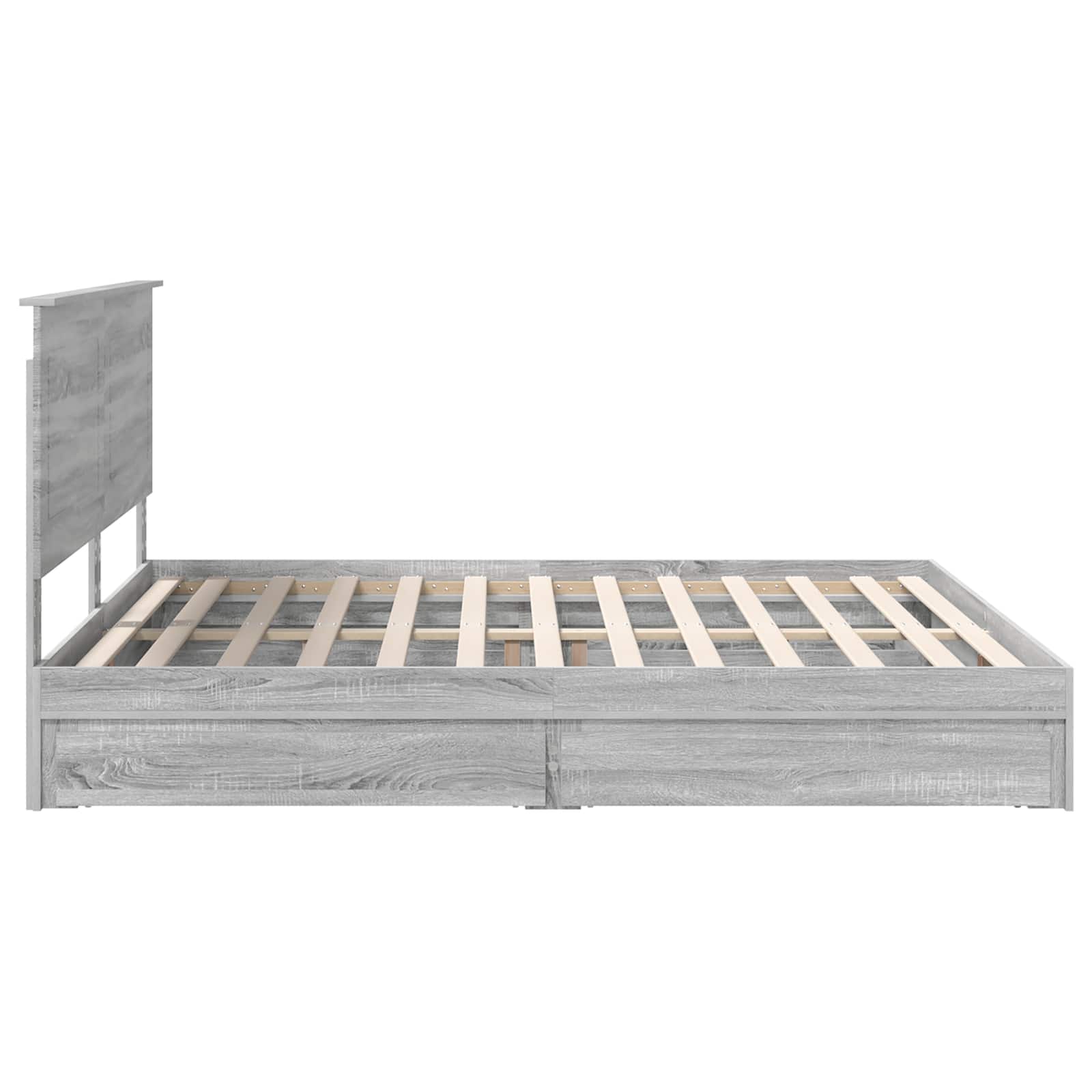 Lit de rangement gris 180 x 200 cm en panneau de bois - 9