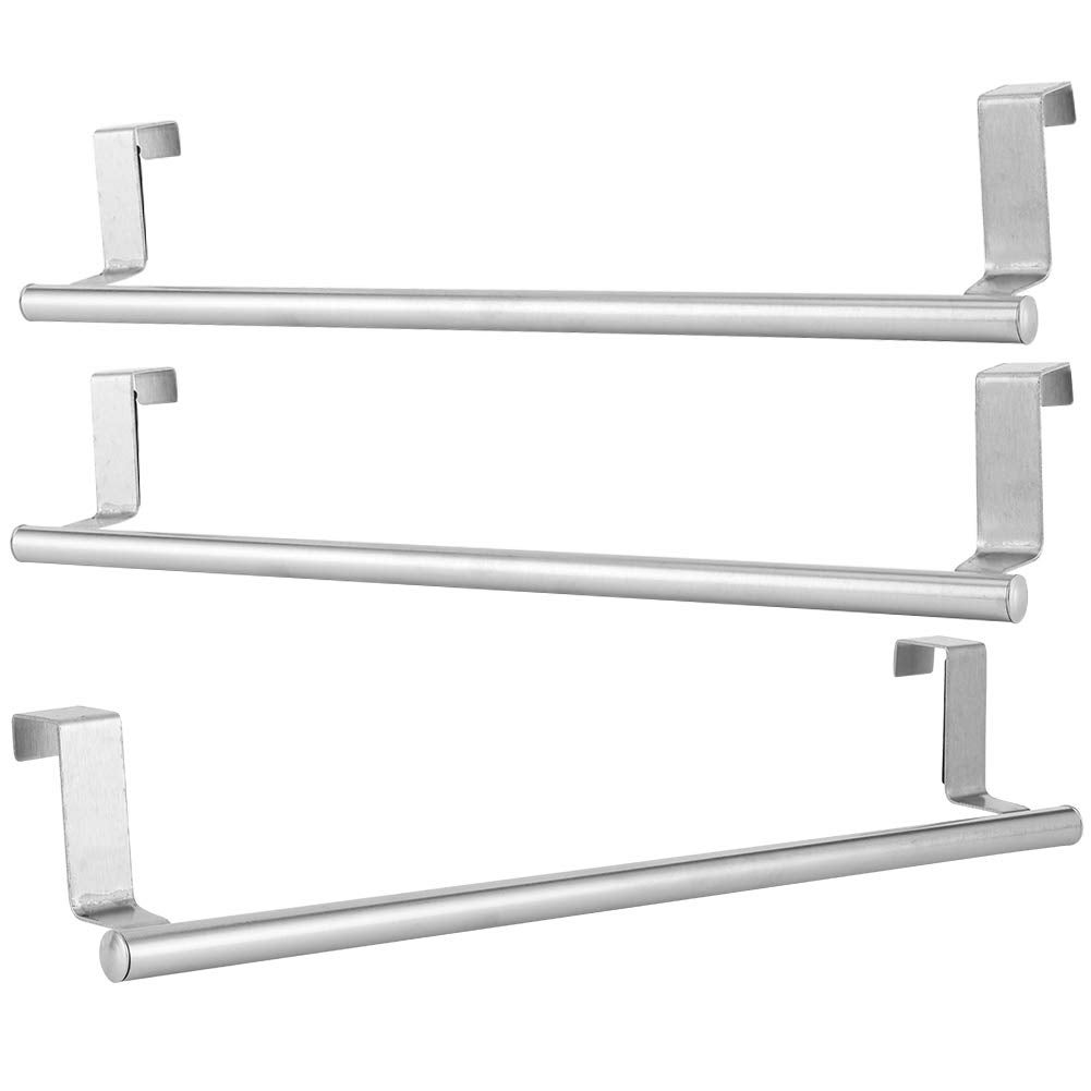 2 Portasciugamani Sopra Porta Per Cucina | In Acciaio Inox 304, 35,5 Cm, Per Armadi E Ante, Montaggio Facile, Argento - 2