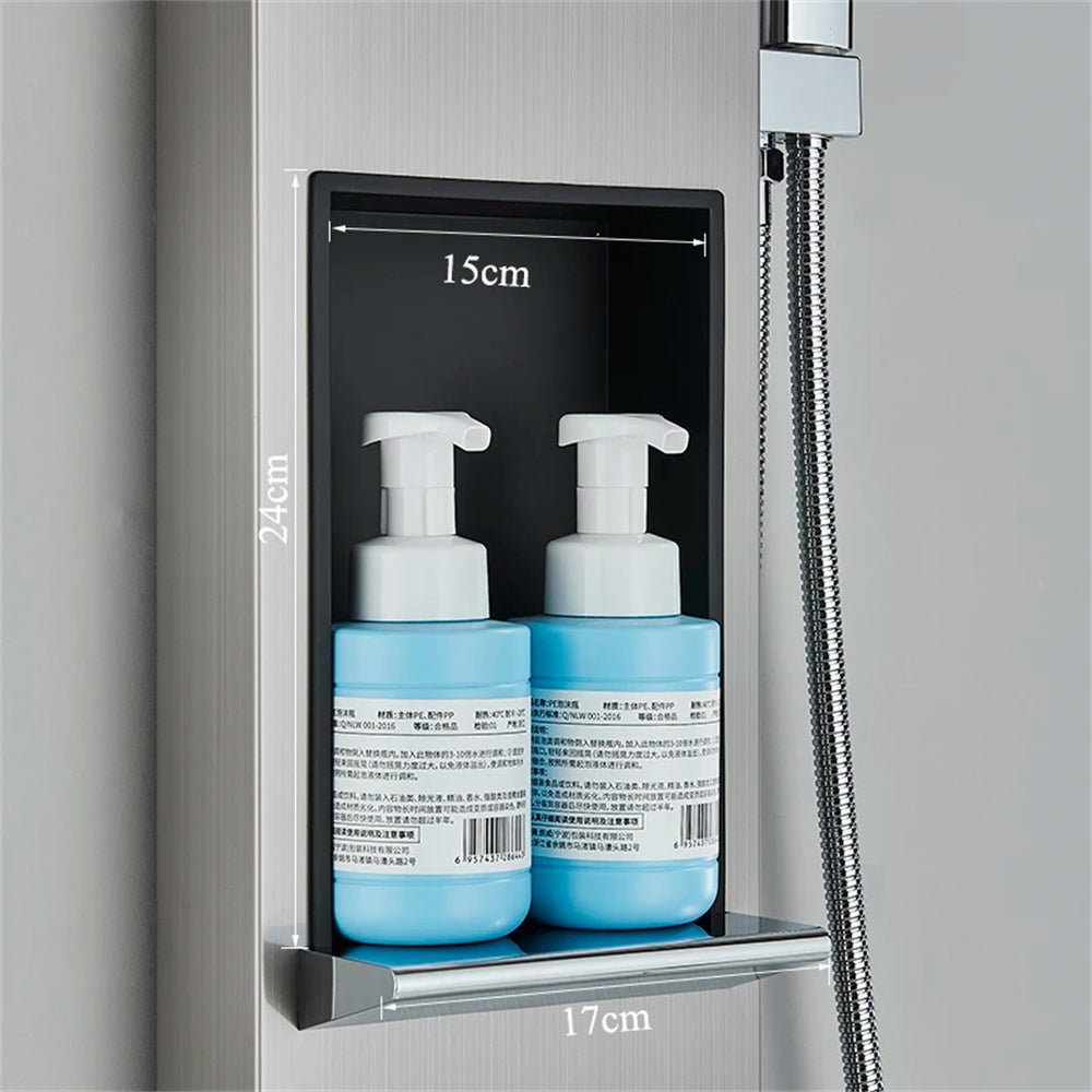Panneau de douche argenté grand écran, pommeau de douche cascade, mitigeur à jet de massage, robinet de douche de salle de bain - 8