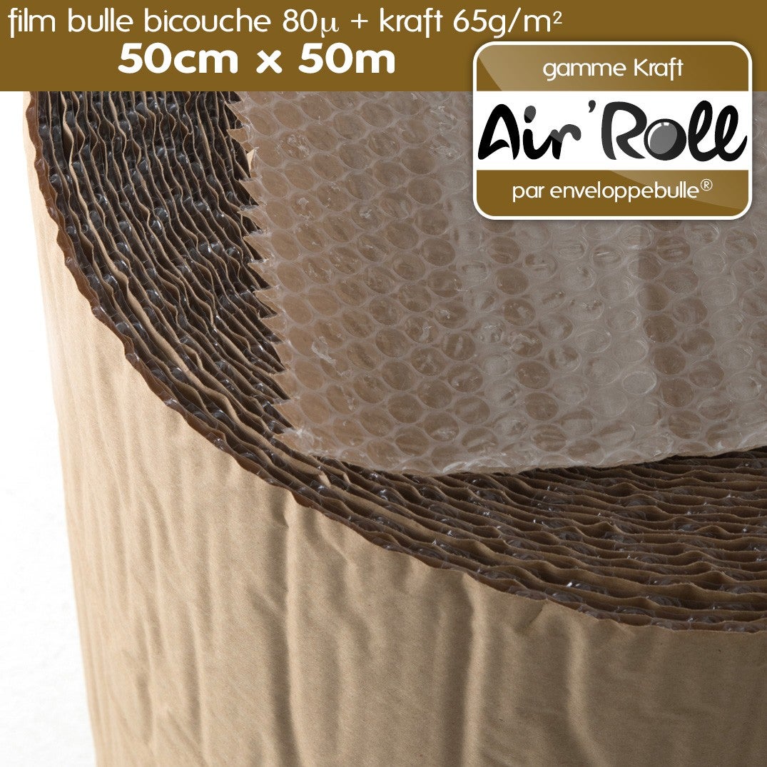 1 Rouleau de film bulle d'air largeur 50cm x longueur 50m - gamme Air'Roll KRAFT - 3