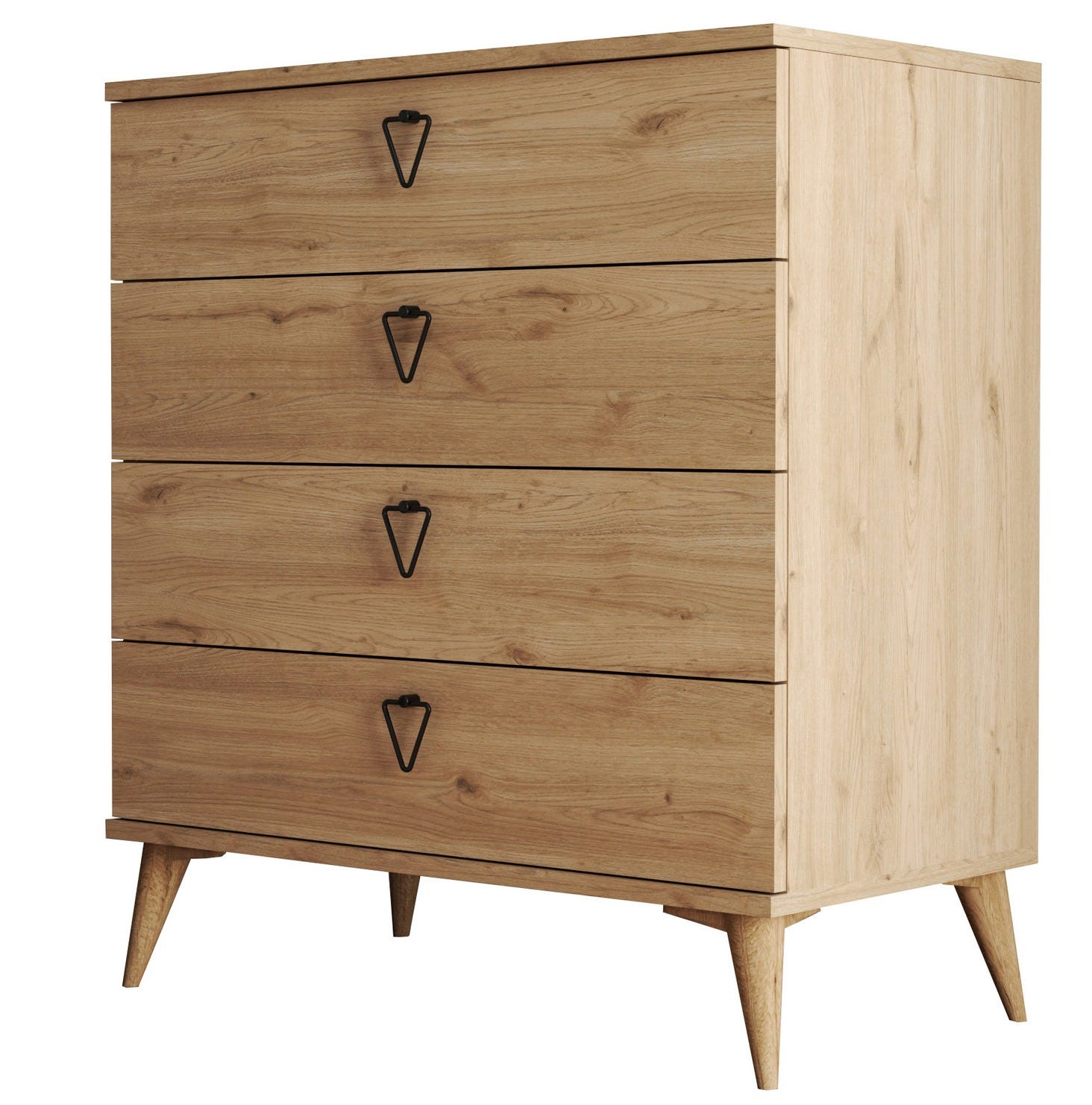 Commdoe Commode 4 tiroirs bois naturel Vera 80cm | Leroy Merlin