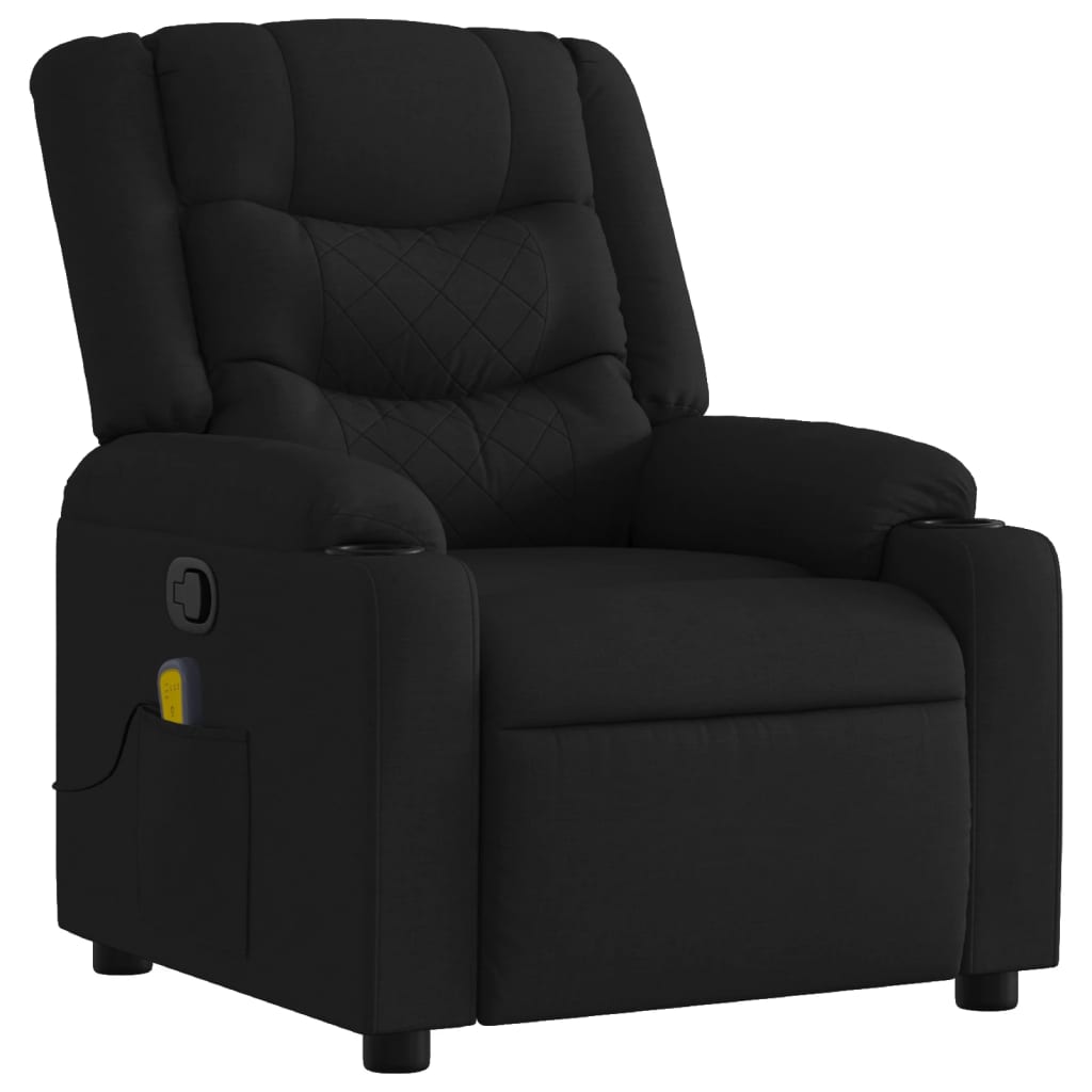 Fauteuil de Salon，Chaise，Fauteuil inclinable de massage noir tissu - 3