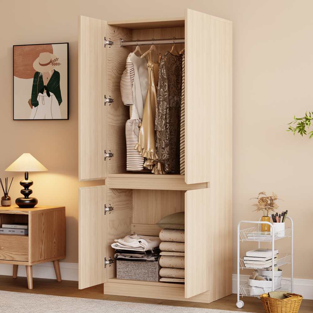URBNLIVING Armadio Cassettiera 2 Cassetti Quercia - Comodino Solido E Robusto Per Camera Da Letto