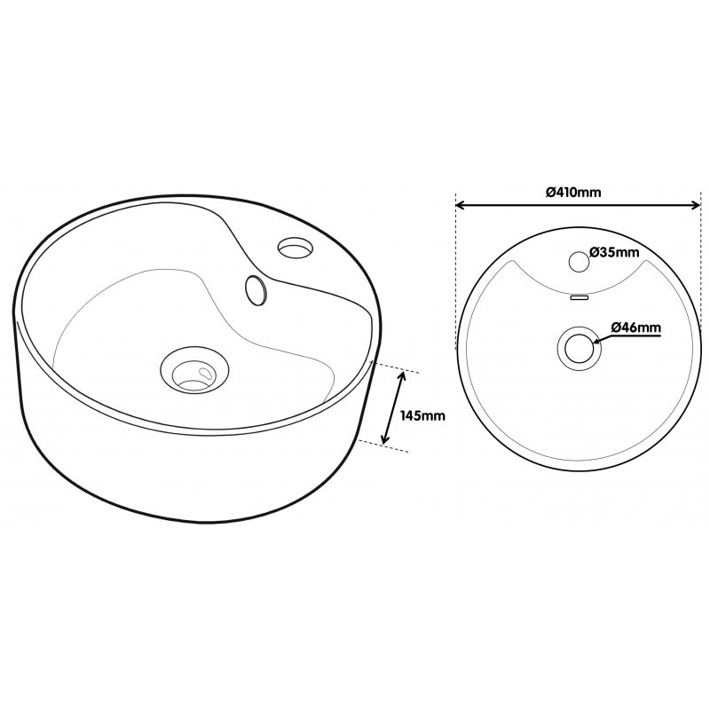 Vasque à poser ø41cm- ronde blanche - Curve - 2