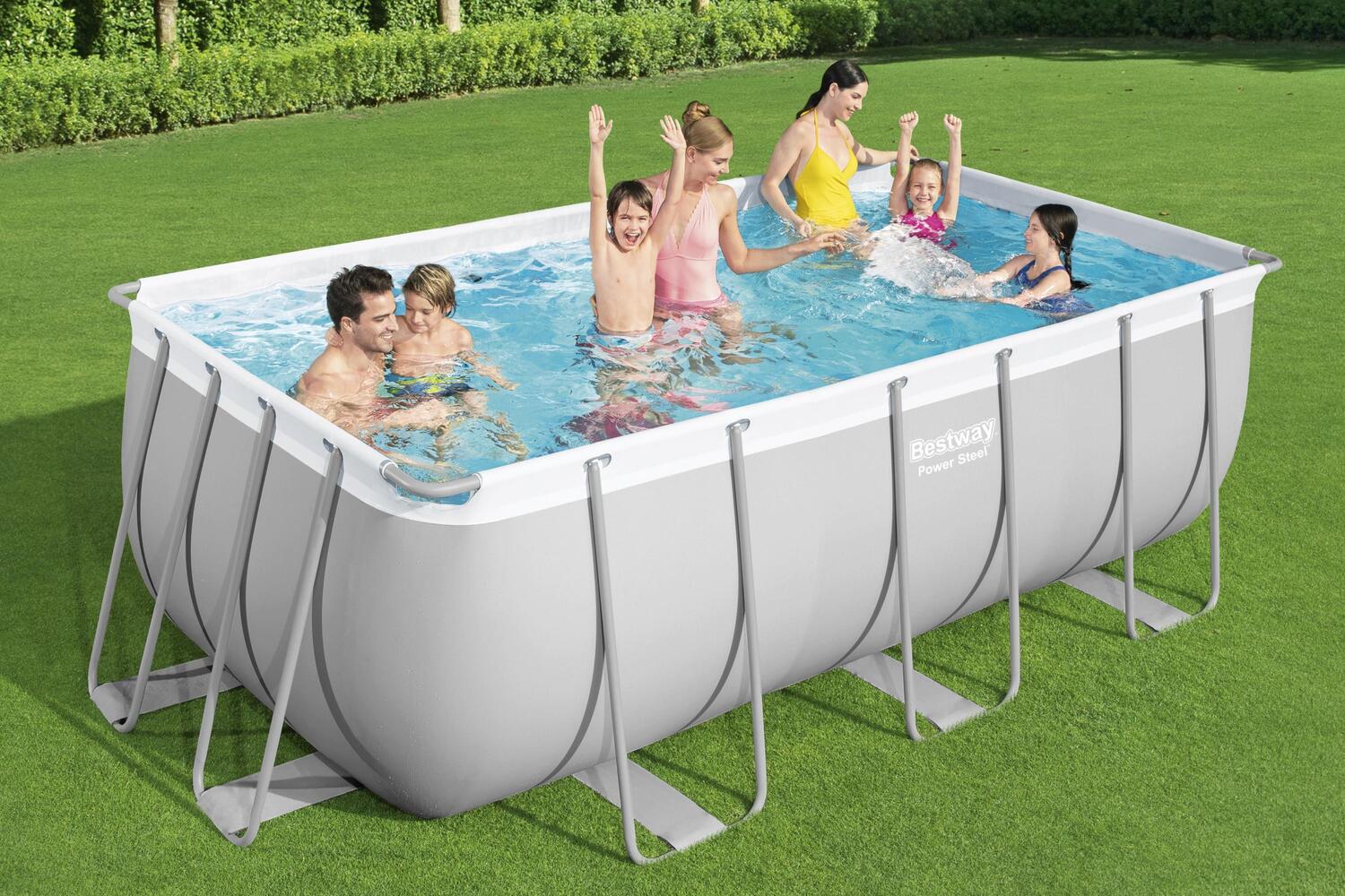 Tapis Piscine Hors Sol 1,59m² - 4 Dalles Mousse EVA 62x62x1cm Avec Bordures - Protection Sol Et Confort