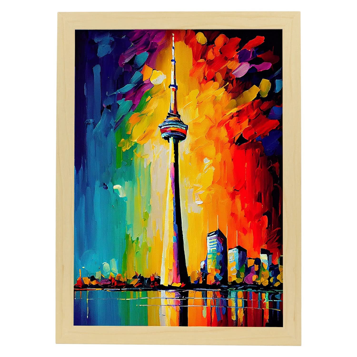Nacnic poster de torre cn en estilo pintura al óleo ilustraciones de monumentos en estilo fotográfico a todo color diseño y a3 marcos madera
