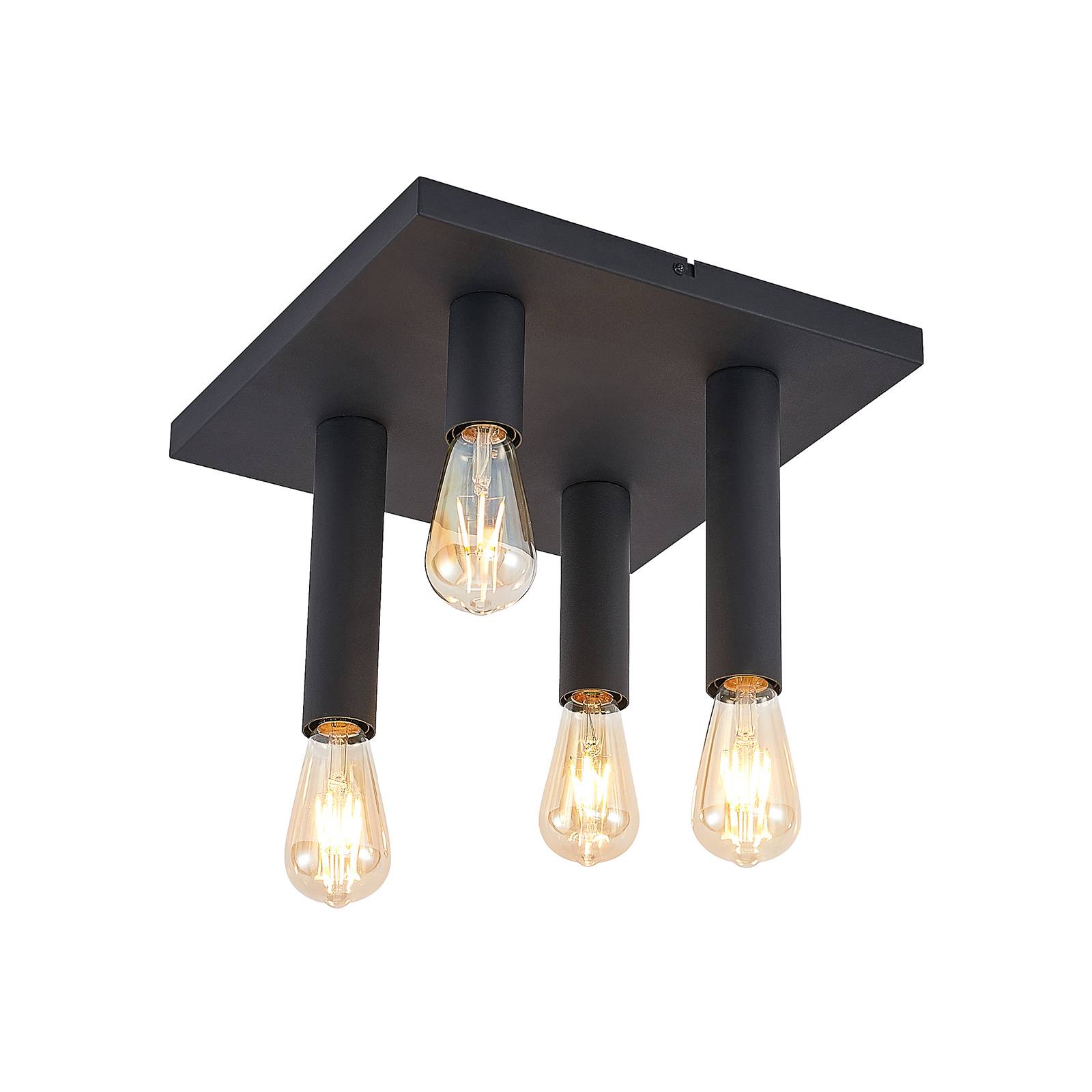 Plafonnier encastrable design noir 4 spots. Sur