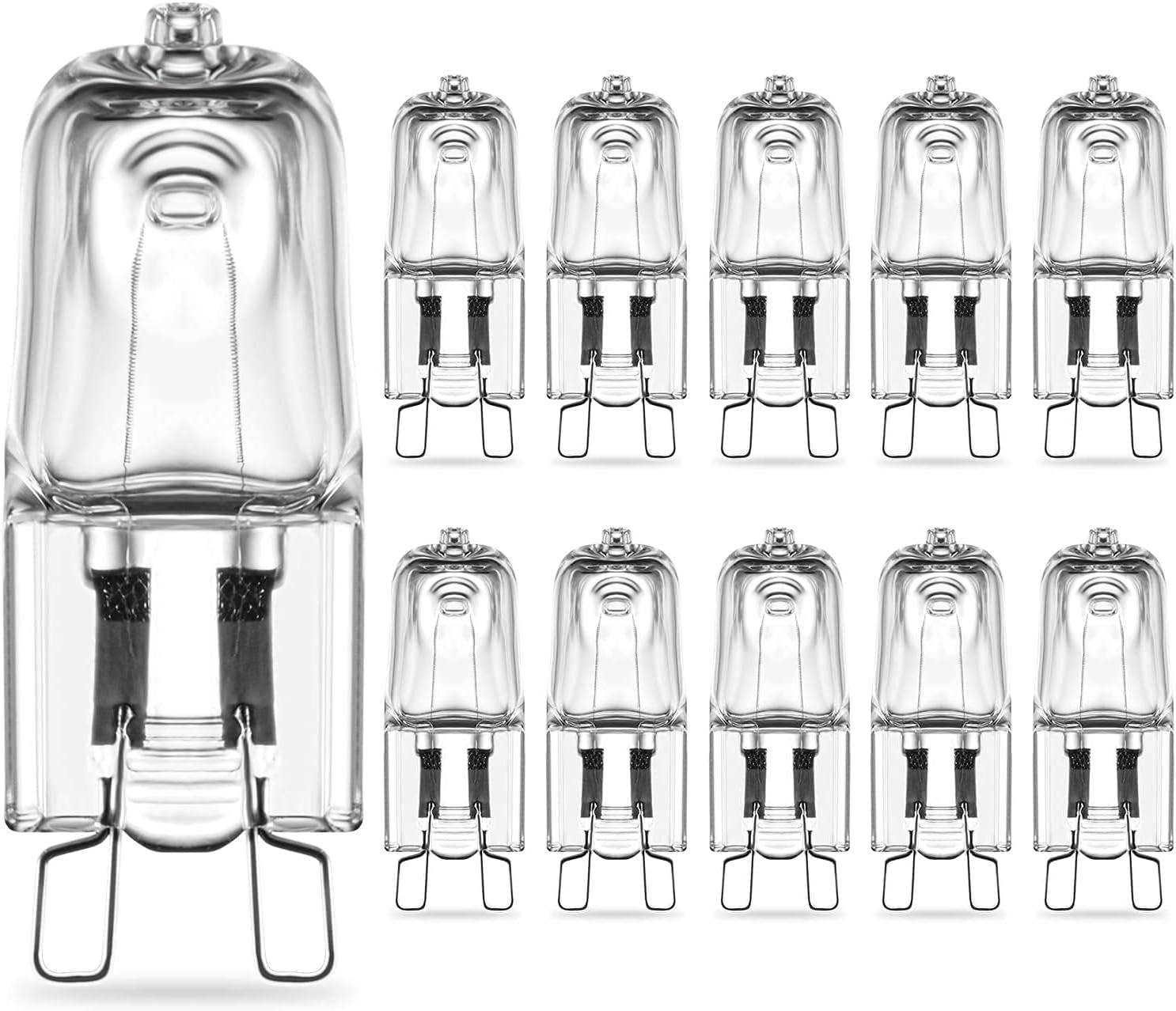 Opakowanie 10 żarówek halogenowych G9 40 W, ciepła biel, 2800 K, żarówki halogenowe G9 w kapsułkach, ściemnialne, 230 V, 750 lm, bez migotania, k