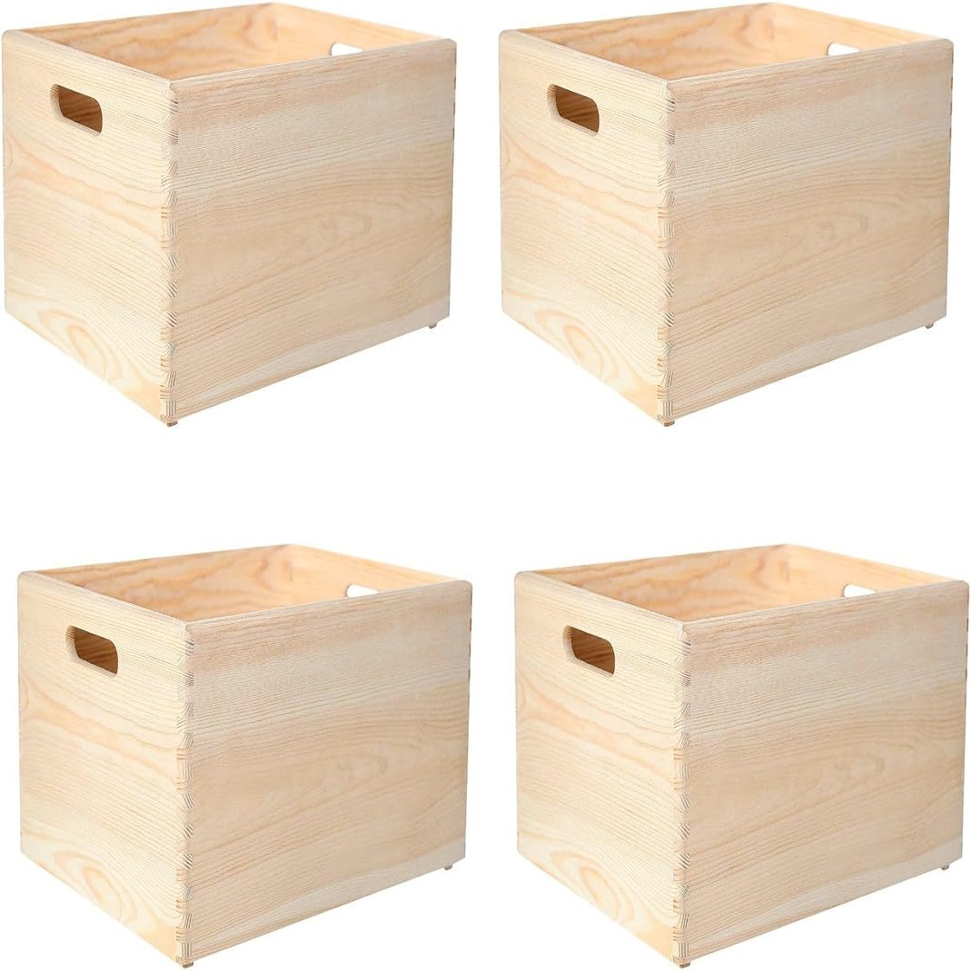 Creative Deco Lot De 4 Caisse Bois Rangement 40 X 30 X 24 Cm 1cm Creative Deco Lot De 4 Caisse Bois Rangement 40 X 30 X 24 Cm 1cm