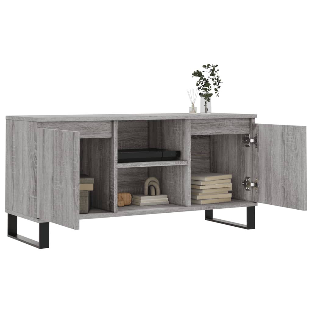 Meuble TV sonoma gris 104x35x50 bois d'ingénierie - 4