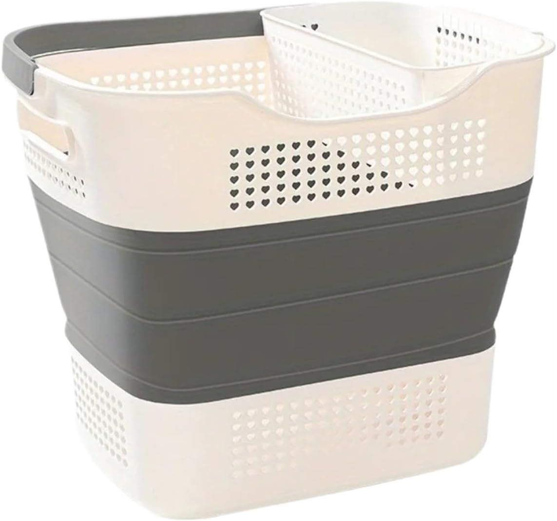 Compatible con cestas de lavandería de plástico plegables y contenedores de lavandería/almacenamiento con asas.