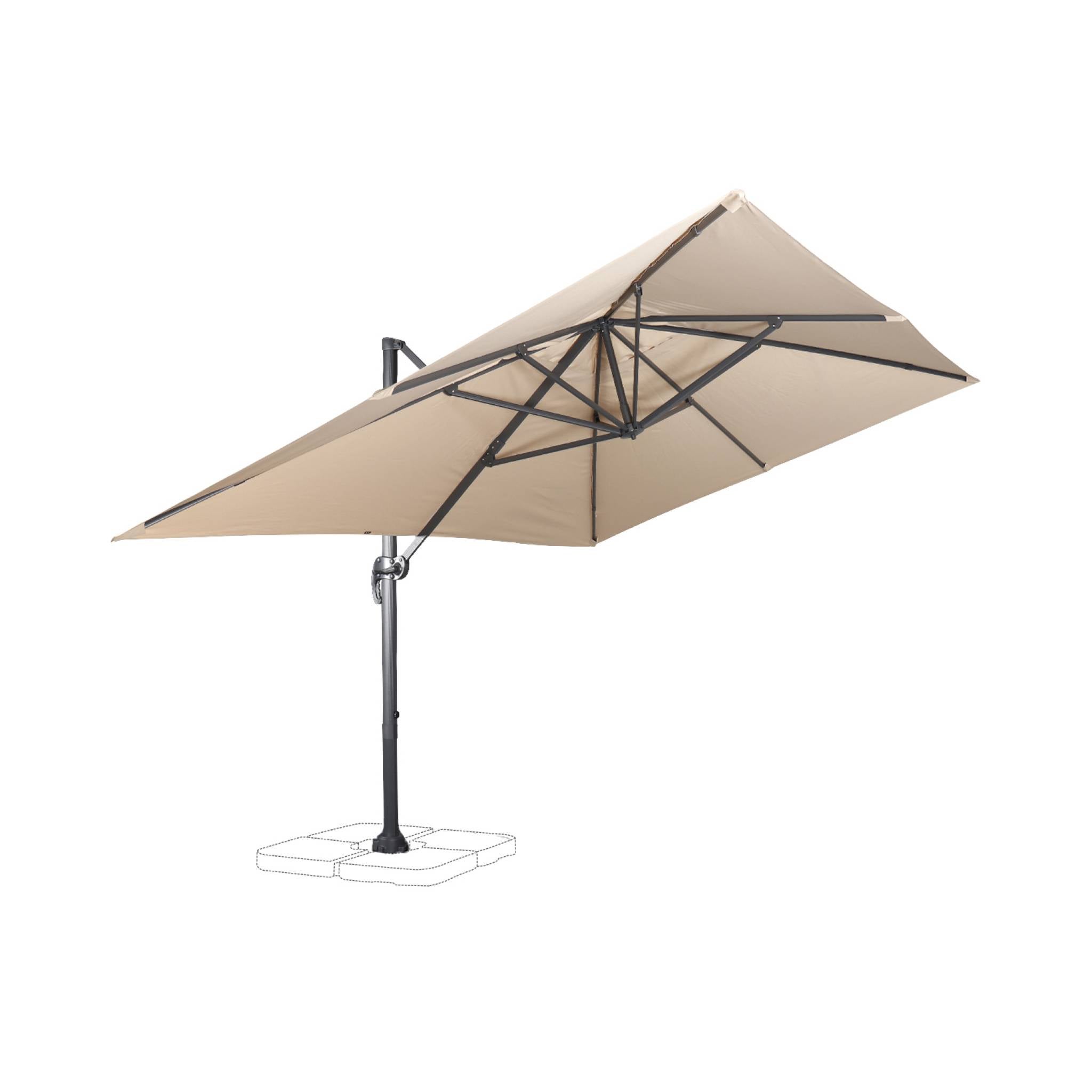 Parasol déporté rectangulaire 3x4m - Wimereux- Beige - Parasol excentré inclinable et rotatif à 360°. - 5