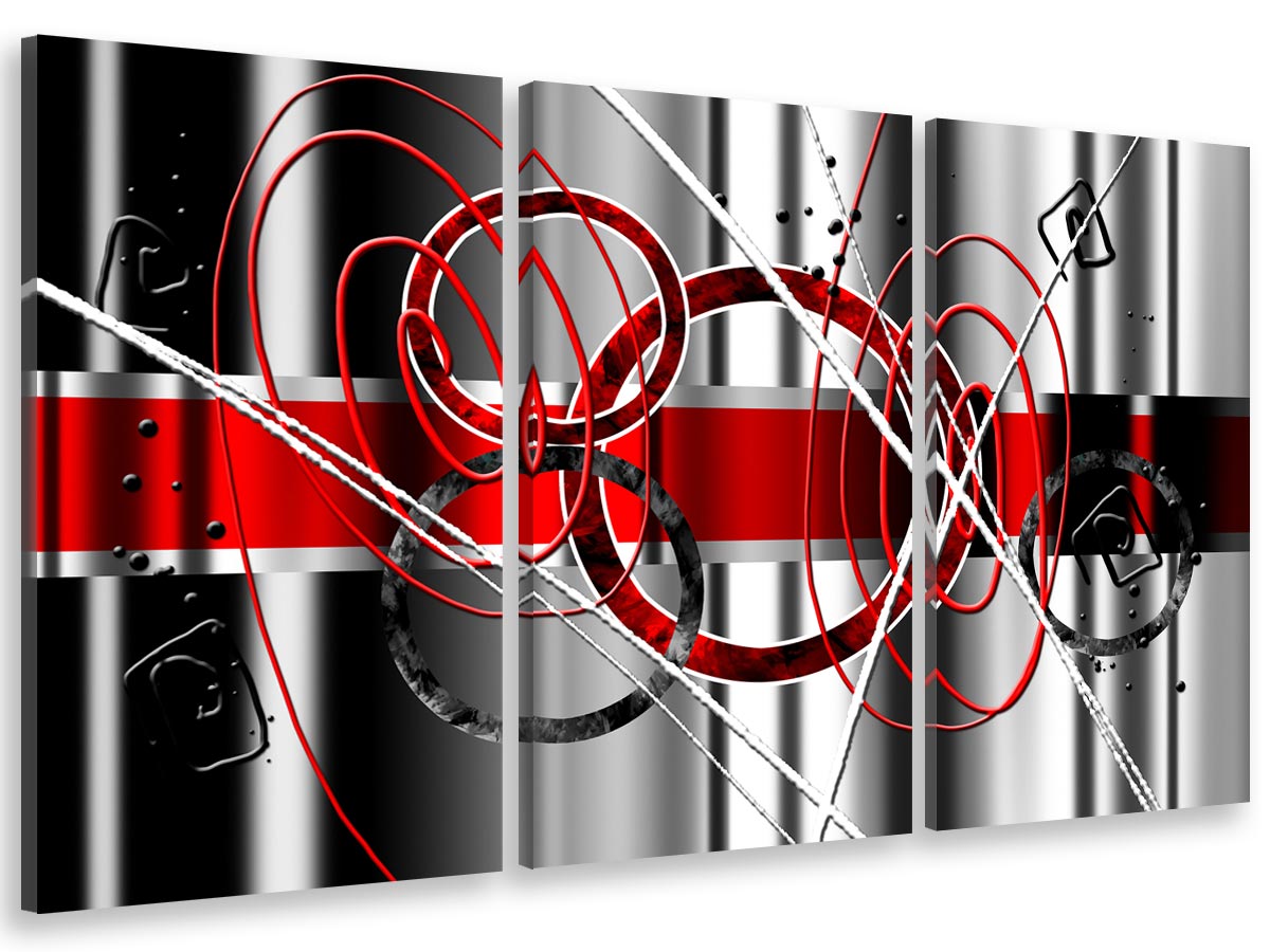 Tableau triptyque abstrait rouge variation - 90x60 cm | Leroy Merlin