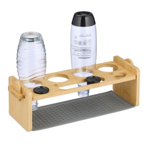 sodastream Premium - Supporto antigoccia con tappetino scolapiatti, può contenere fino a tre bottiglie, nero, 34,6 x 14,8 x 12,6 cm