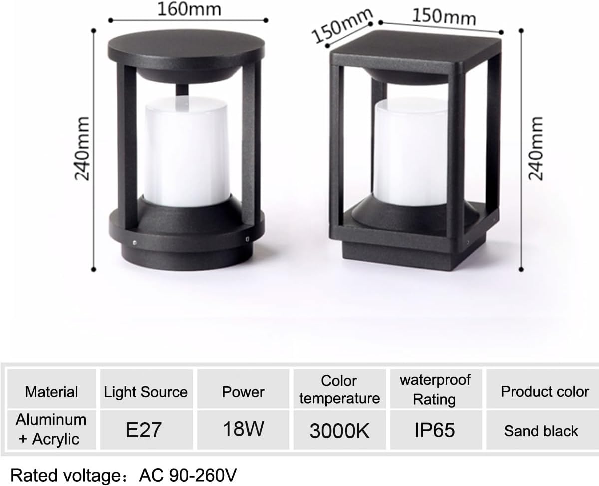 Lampadaire d'extérieur, éclairage de jardin étanche IP65, douille E27, convient pour jardin, allée, pelouse (noir/F) [Classe énergétique F] - 3