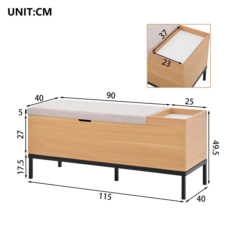 Banc de rangement multifonction avec siège rembourré et coffre spacieux pour salon chambre et entrée - 4