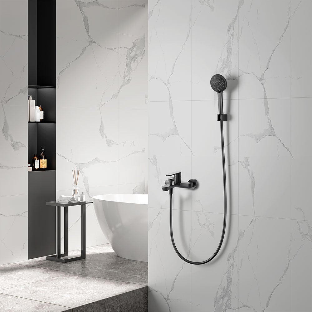 Griferia Baño Y Ducha Baikal Negro acabado negro, cartucho cerámico, material inoxidable AISI 304, grifería de baño moderna - 3