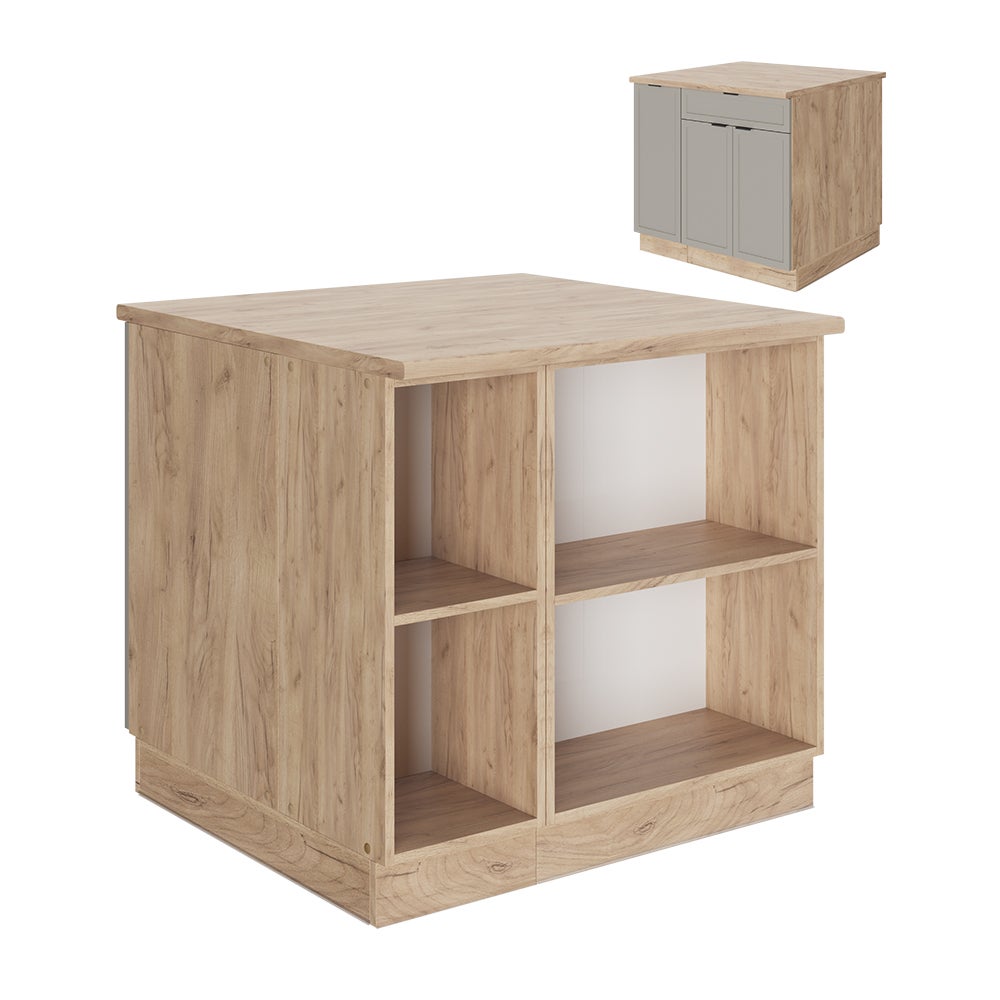 Vicco Wyspa kuchenna Fame-Line, GreyBeige, 90 cm z szufladą, bez blatu roboczego