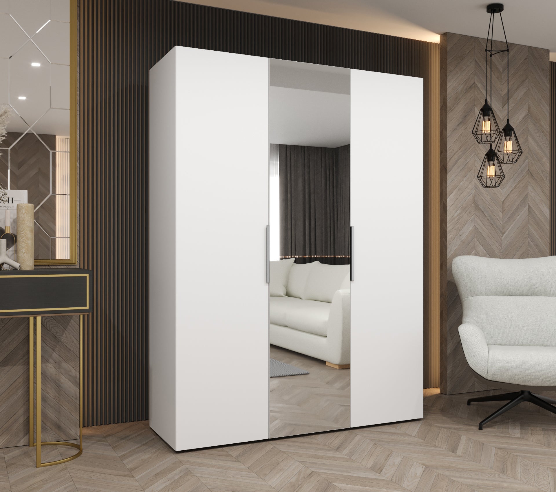 Szafa uchylna otwierana Marbella 2 150 x 52 x 202 cm biały + u. kaszmir Abiks Meble - 2