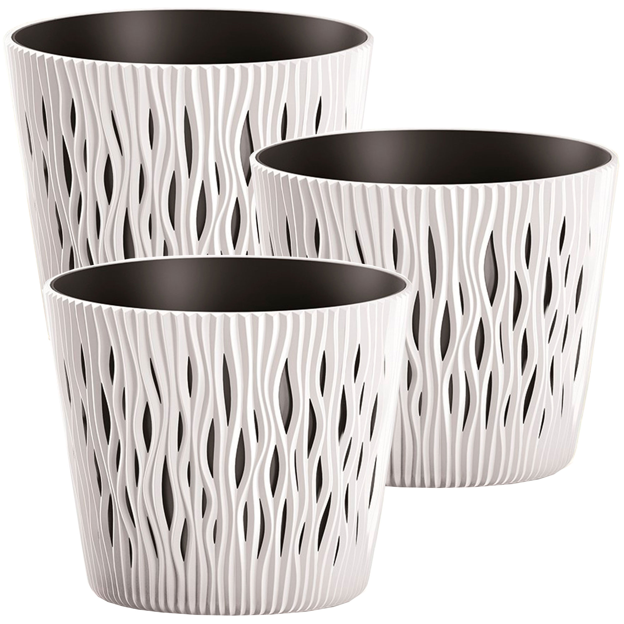 3x Vaso Rotondo In Plastica Sandy Round Color Mostarda - 15,8 X 15,8 X 13,8 Cm (1,7 Litri)