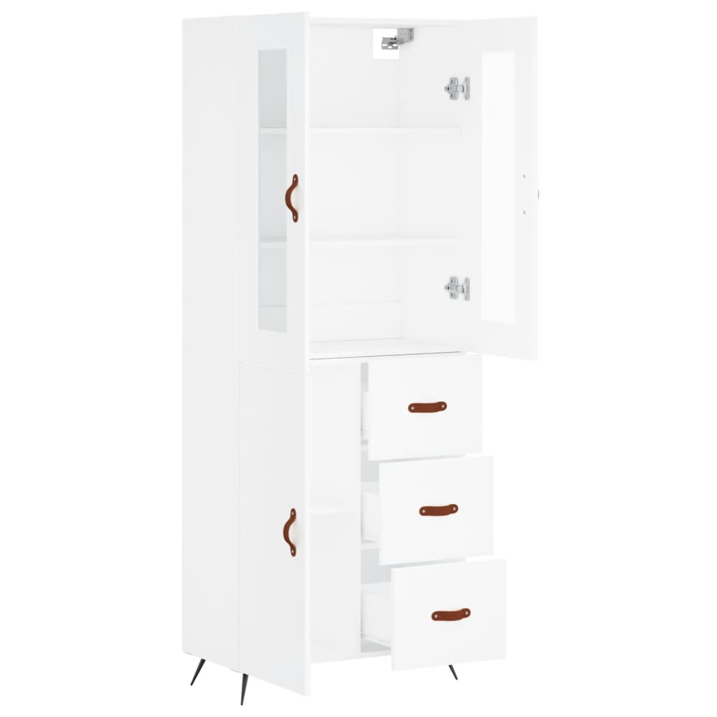 Buffet haut Blanc 69,5x34x180 cm Bois d'ingénierie - 4