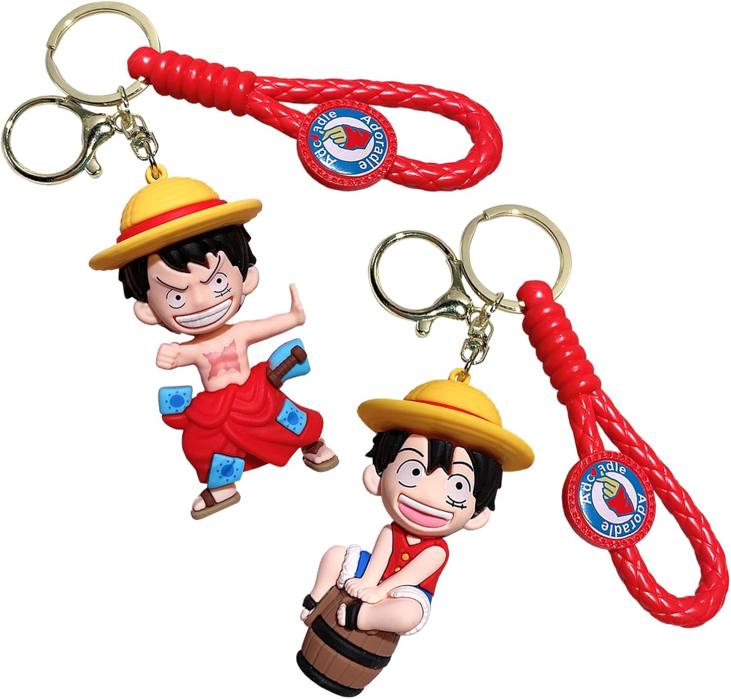 Zestaw 2-częściowy, Mini breloki, Breloczki anime z krótkim sznurkiem, Uroczy wisiorek do torby szkolnej, Ozdoba w kształcie figurki, Prezenty w posta