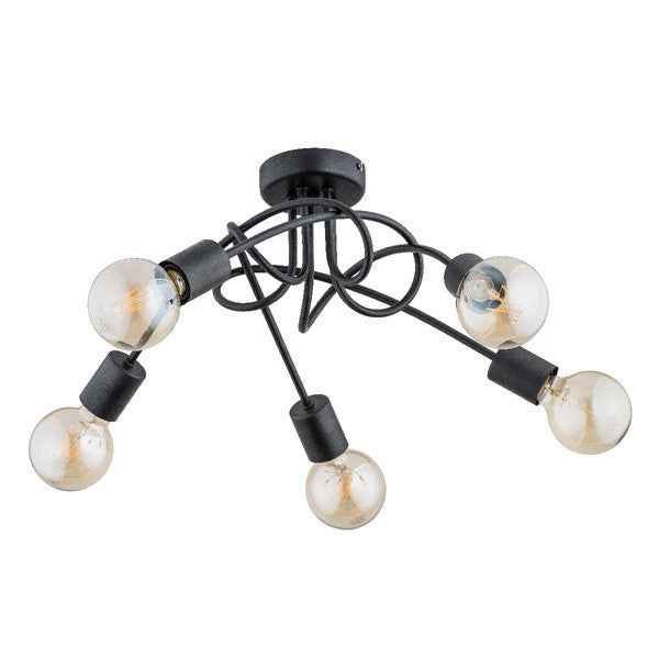 Lampa wisząca TRAVERS czarna 5 x E27 x 15W wym: 26 x 55 x 55 cm Alfa