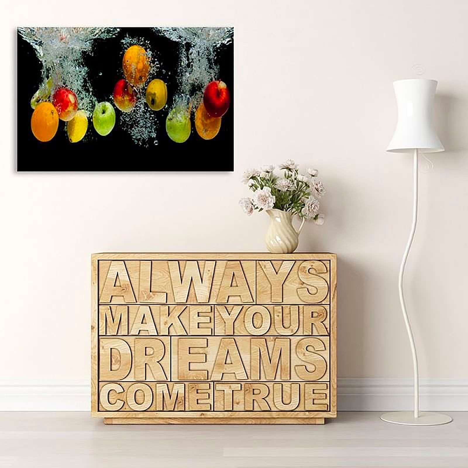 Tableau bois fruits dans l'eau - 40 x 30 cm - 4