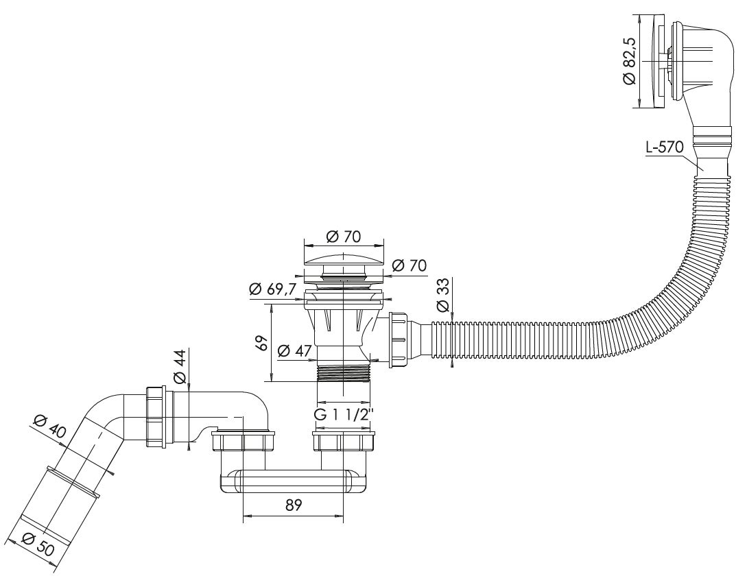 Tycner Vidage Baignoire Noir Automatique - 3