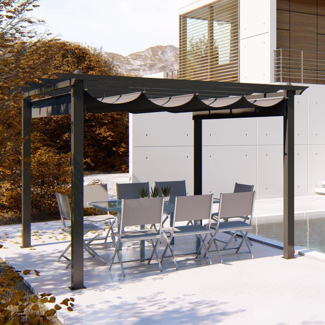 REGIA Gazebo autoportante alluminio e telo grigio 3 x 3 m