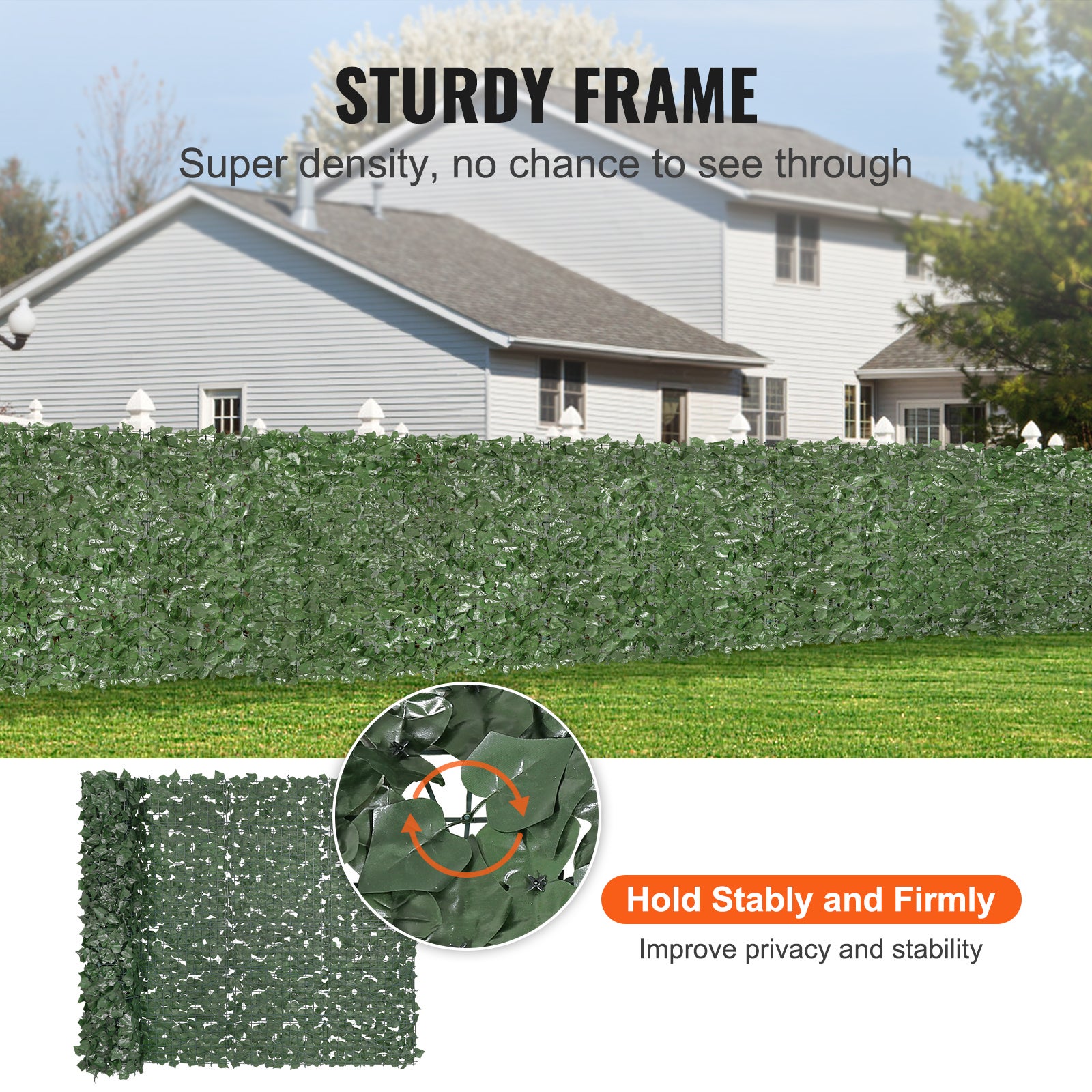 Clôture confidentialité en lierre,SucceBuy 1500 x 2490 mm Écran mural vert artificiel. Joint renforcé. Décor à feuille de vigne de haie artificielle - 5