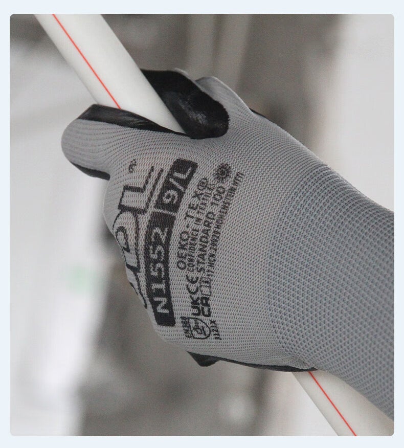 12 pièces gants de travail polyvalents résistants à l'usure, gants de sécurité, bord rouge couleur S - 5