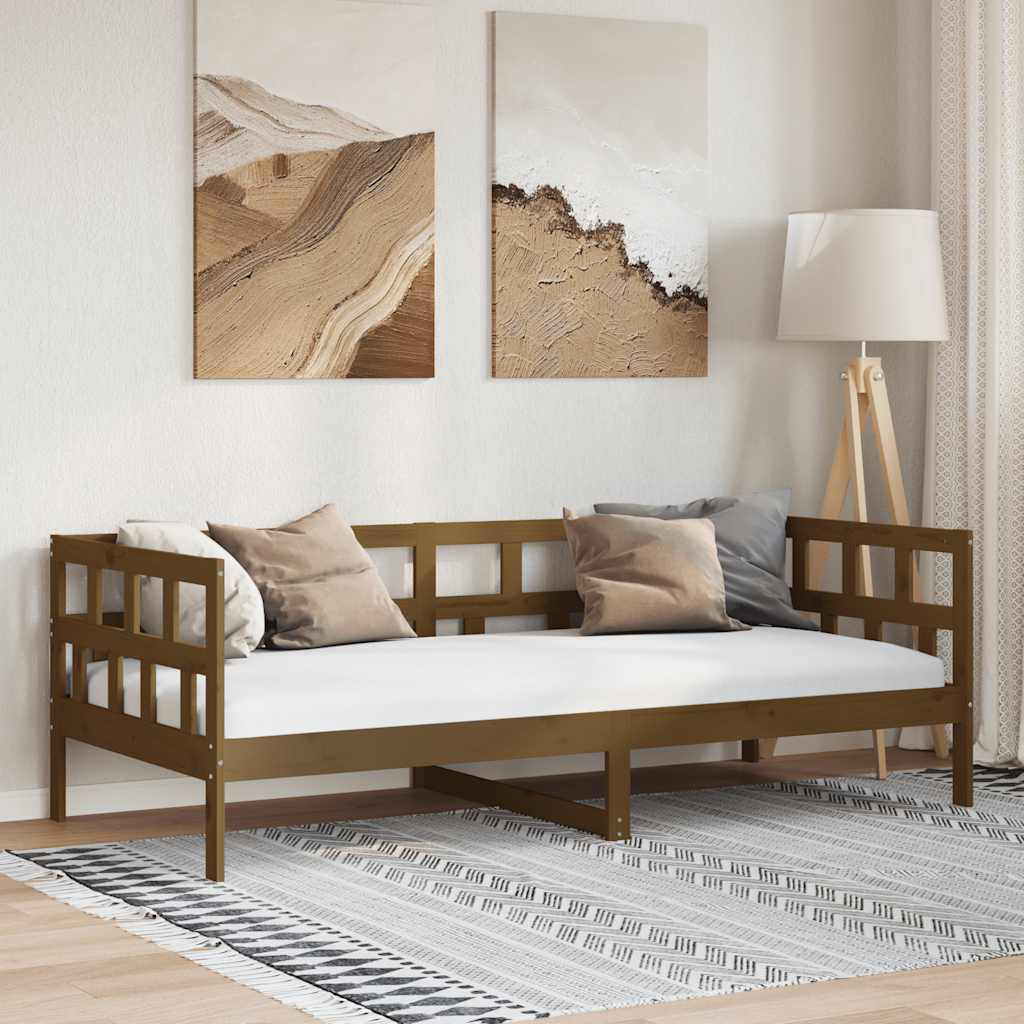 Łóżko Dzienne Drewniane Brązowe Rama Łóżka Ze Stelażem Sofa 80x200 cm
