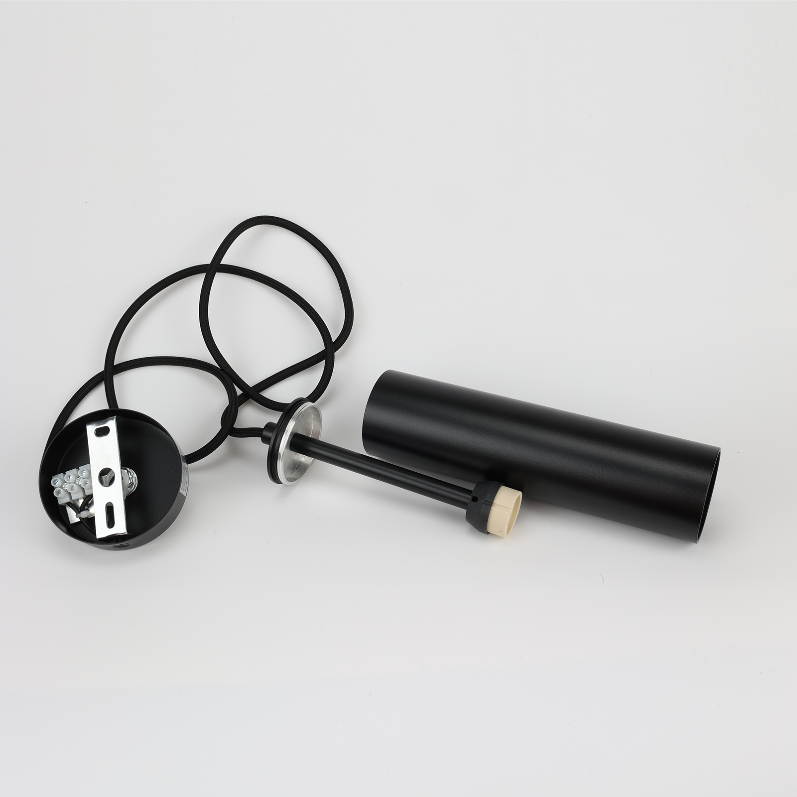 Lampada a sospensione moderna in alluminio nero minimalista a forma di tubo 20 cm con portalampada GU10, altezza regolabile. - 3