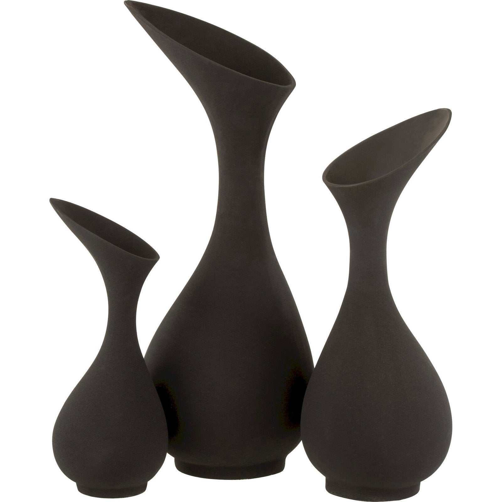 Vase design rugueux en aluminium noir élégant pour salon 35 x 35 x 77,5 cm noir mat rugueux - 2