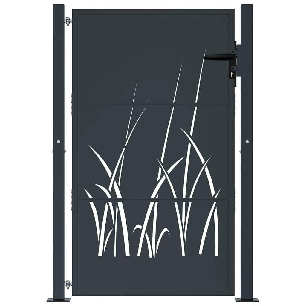 Portail de jardin Anthracite 100x150 cm Acier Design Herbe vidaXL - 4