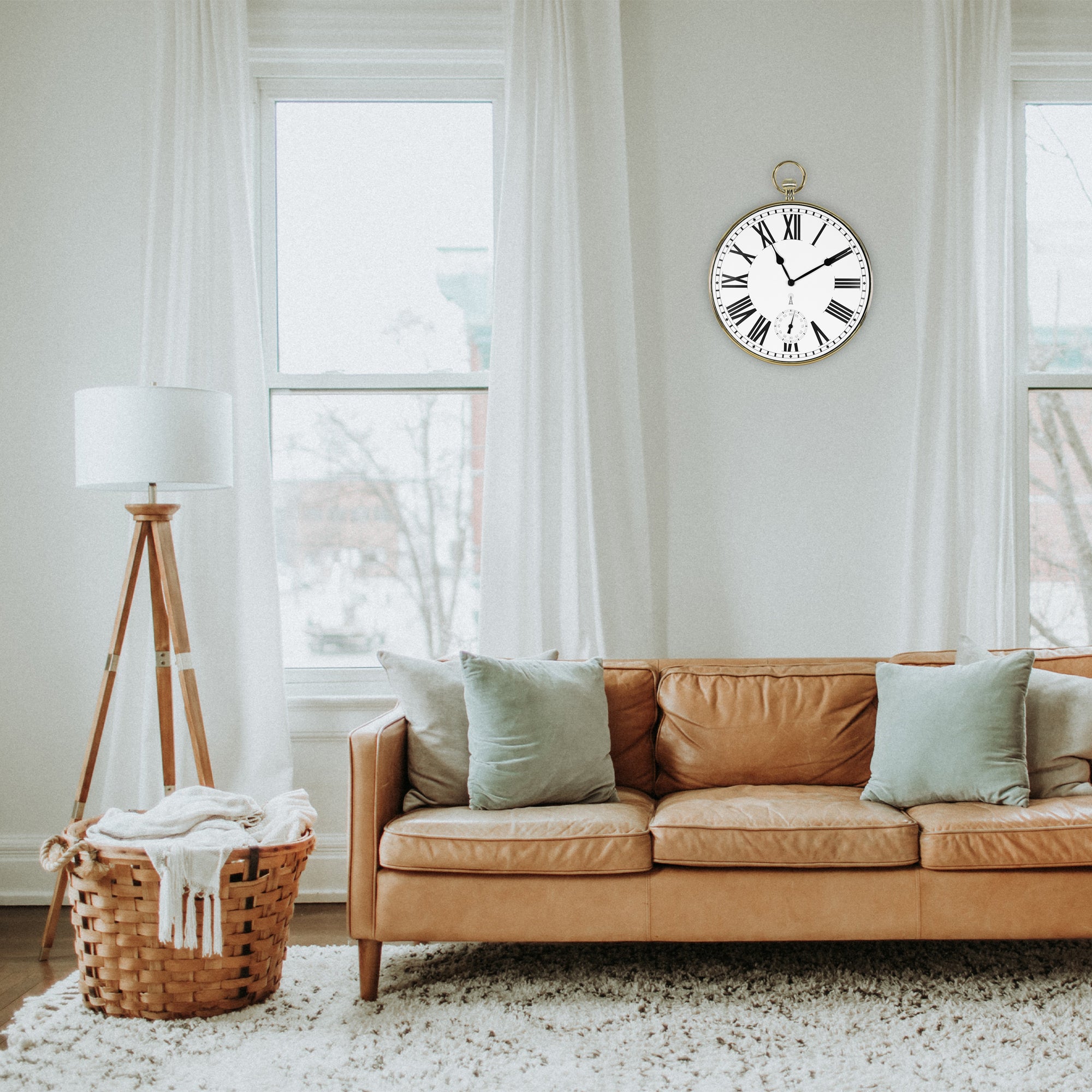 Orologio da parete di design FISHTEC, Orologio a soffietto in stile vintage, Grandi numeri romani, Facile da leggere, Radiocontrollato, Ø 30 CM - 5