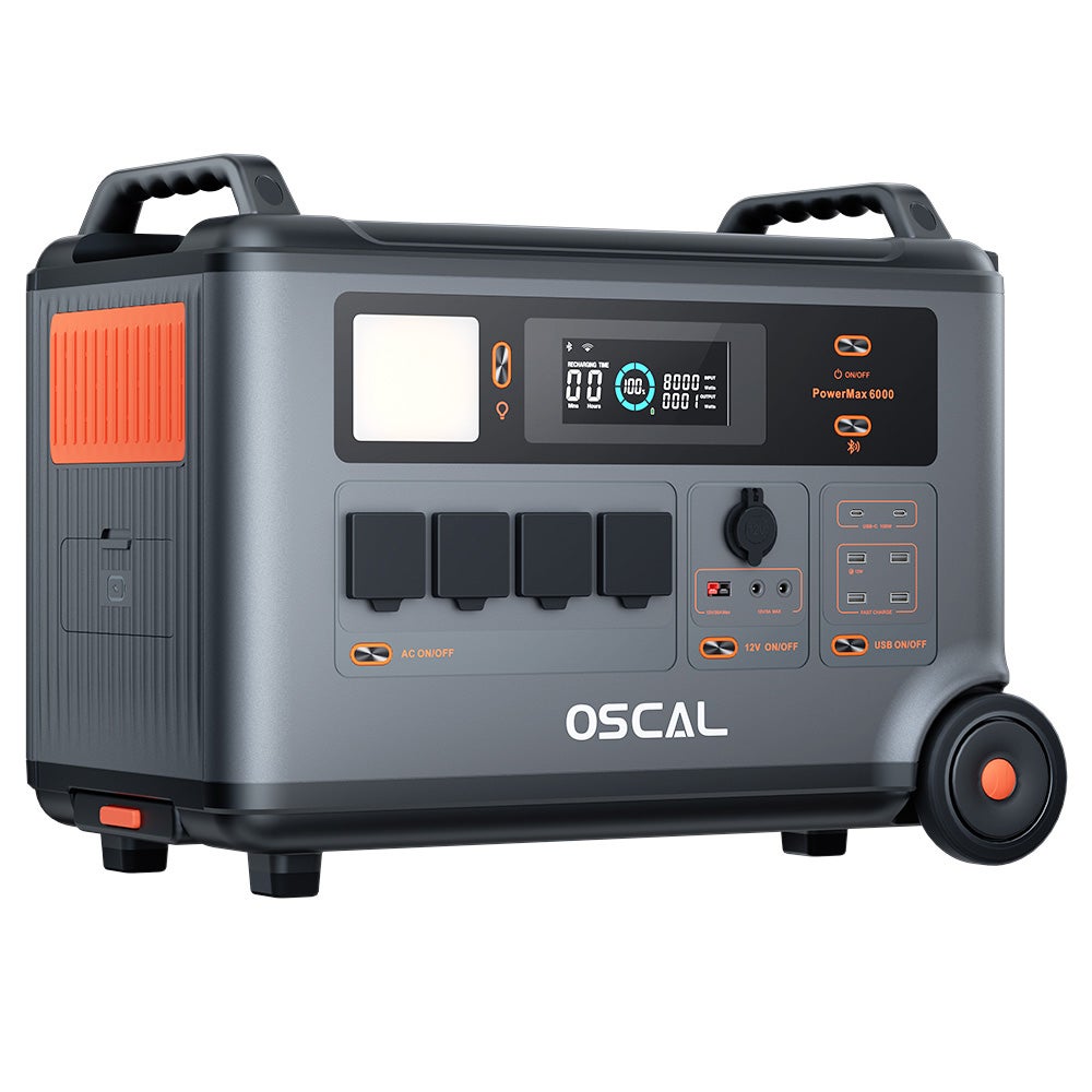 Station d'Énergie Robuste Oscal PowerMax6000 6000W, 3600-57600Wh, Double Tension 120V/240V - Prise EU - 6