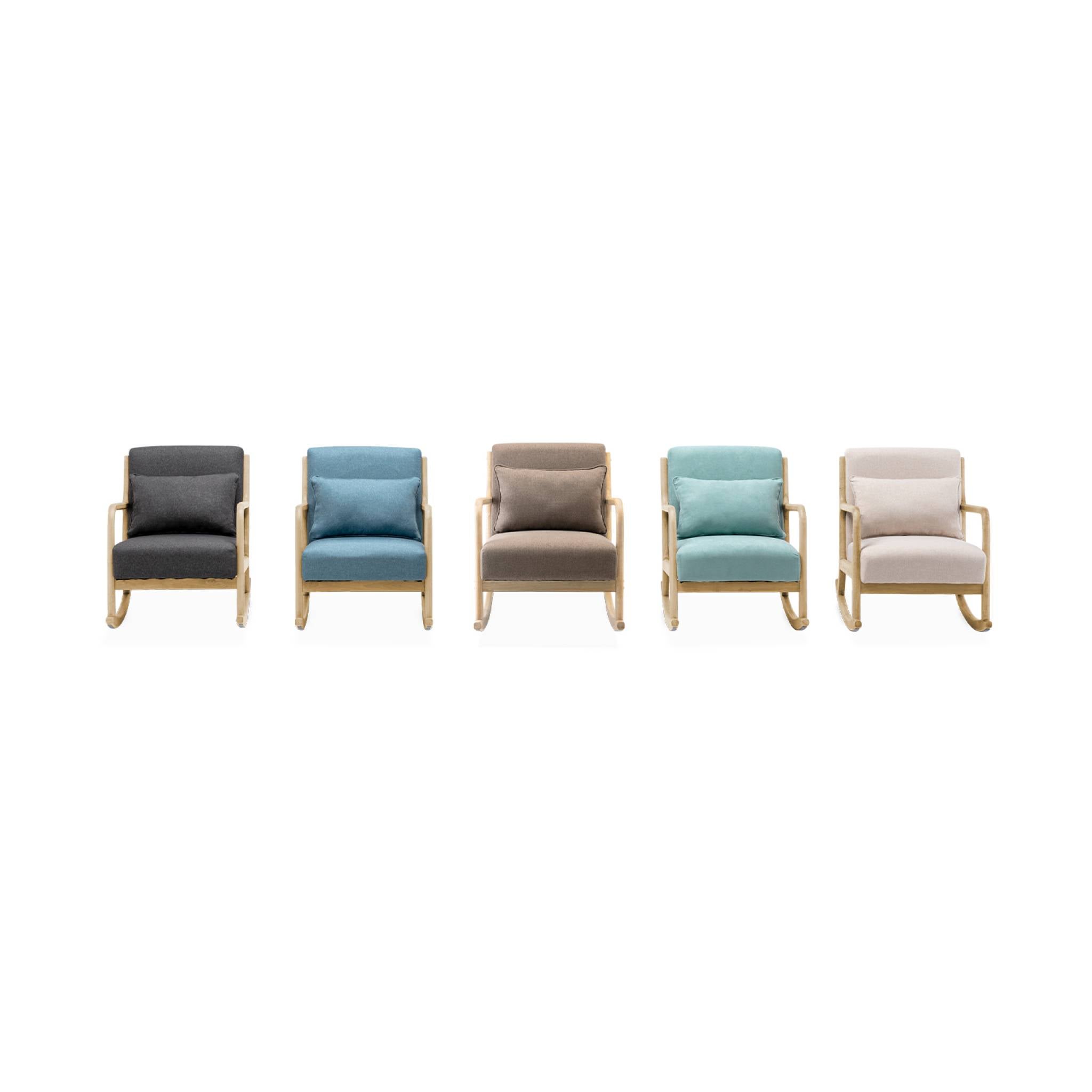 Fauteuil à bascule design en bois et tissu. 1 place. rocking chair scandinave. beige LORENS - 8