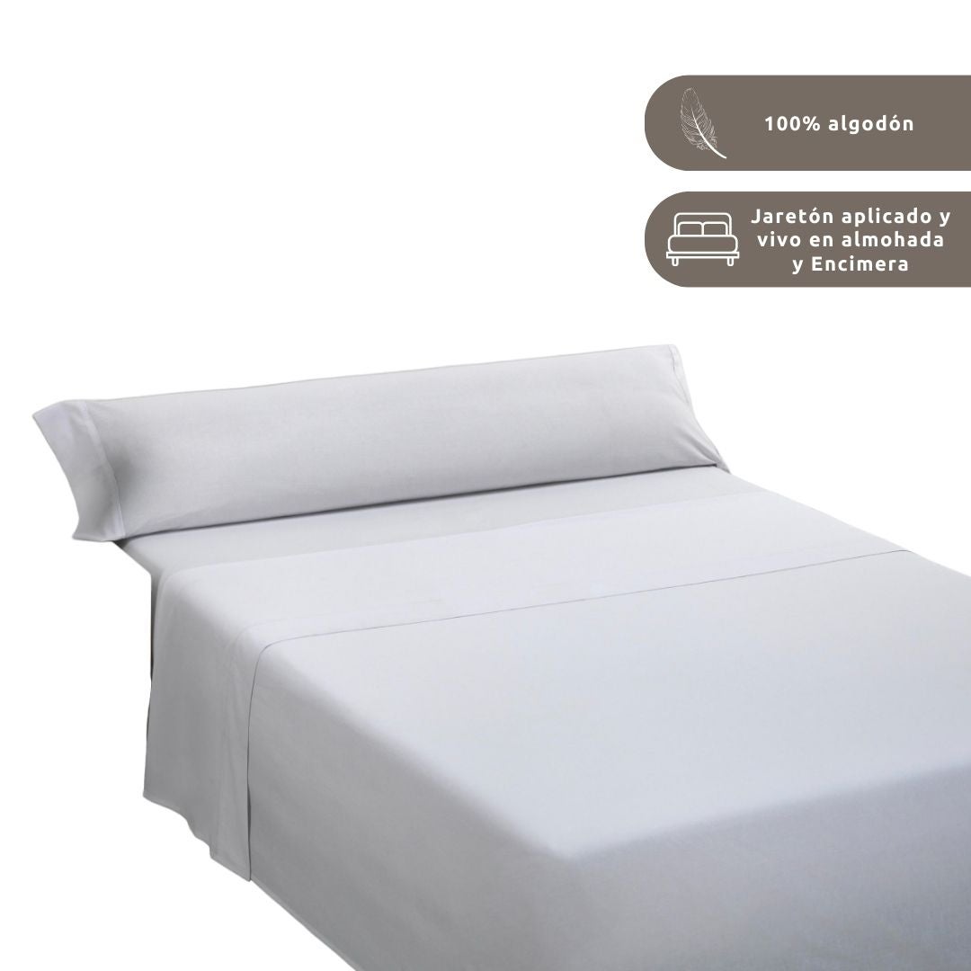 Juego de sábanas liso 100% Algodón Blanco cama de 90cm Donegal Collections - 4