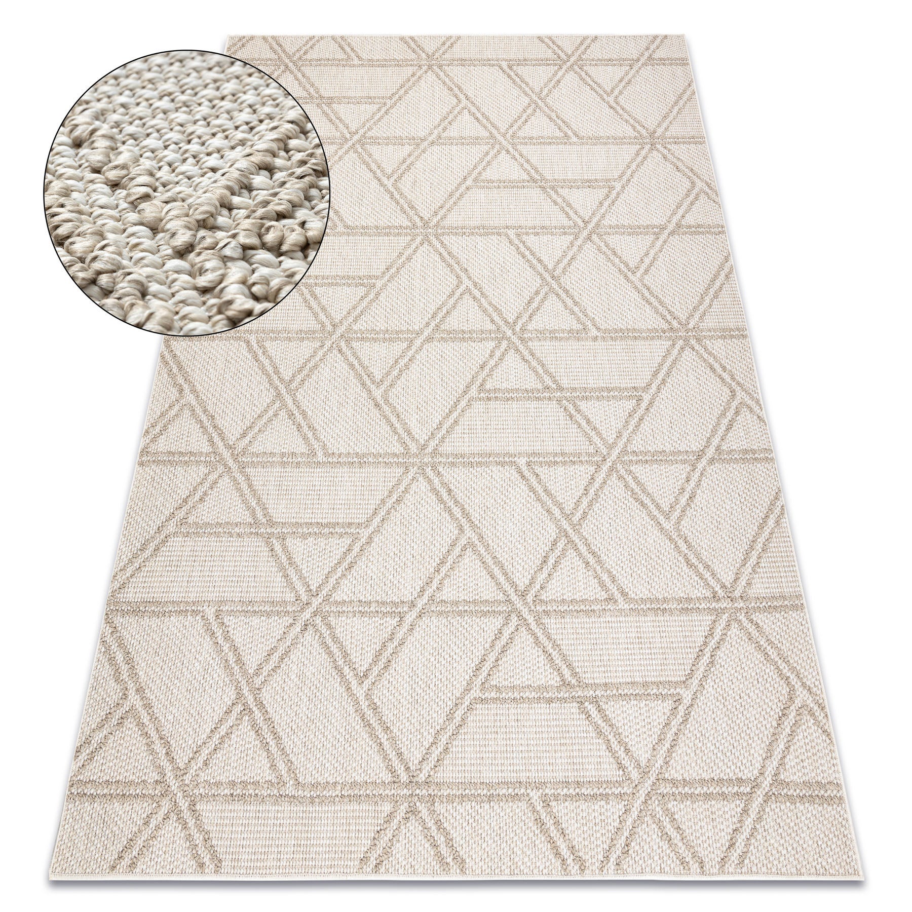 Alfombra jersey 19241 beige - rombos, geométrico estructural, lazo boho 200x290 cm