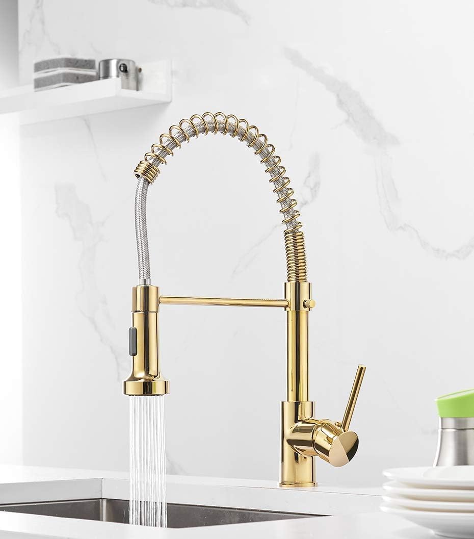 Bateria kuchenna 360° Gold, bateria kuchenna z 2 trybami natrysku, bateria kuchenna z jednym uchwytem