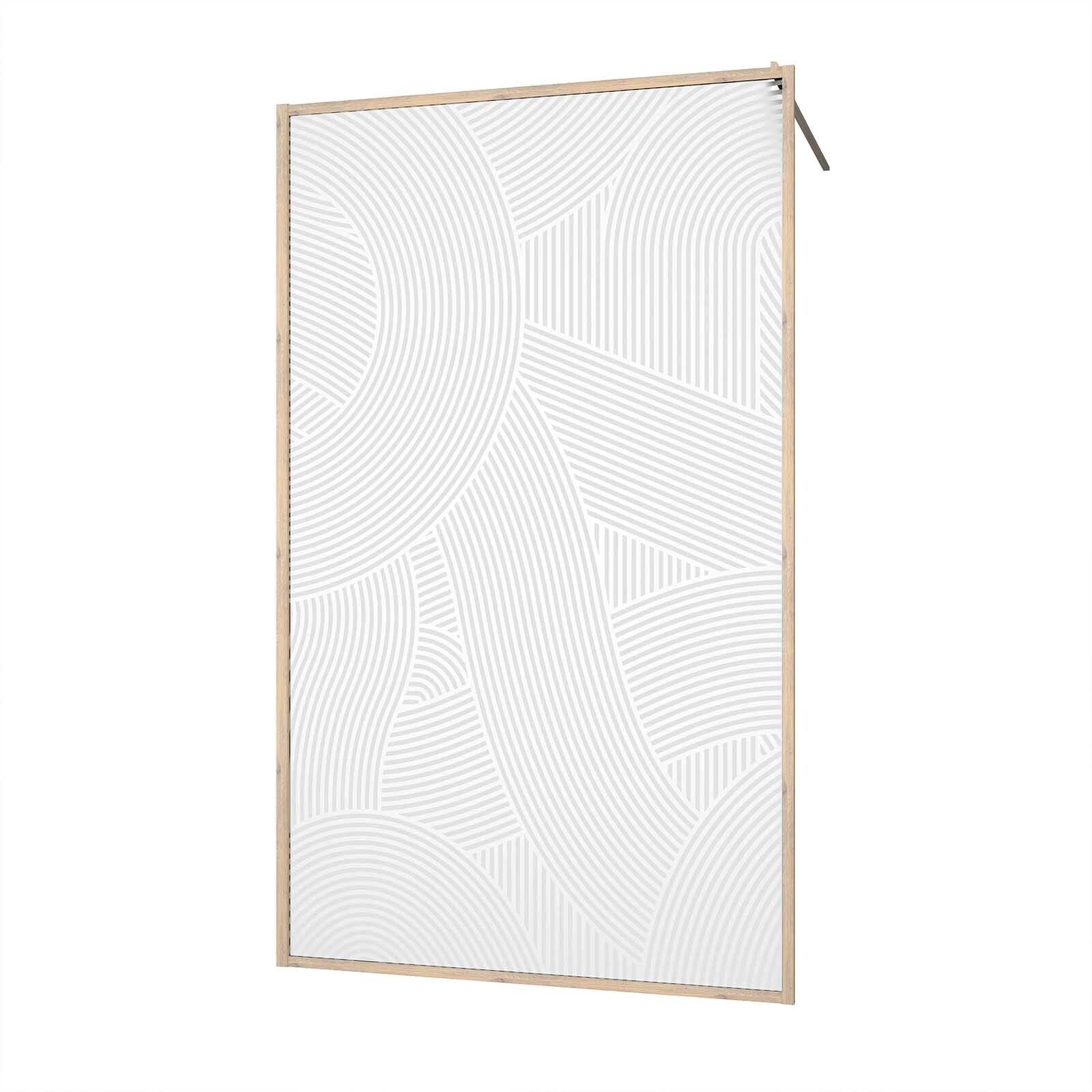Paroi de douche 120 x 200 HINATA style Japandi courbes douces - Cadre effet Bois - Verre 6mm - 3