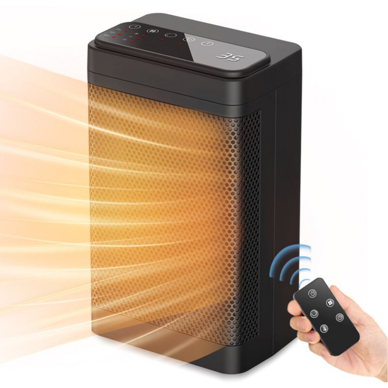 Nagrzewnica powietrza 1200 W, nagrzewnica PTC ze zdalnym sterowaniem, nagrzewnica oscylacyjna 60° z funkcją oszczędzania energii