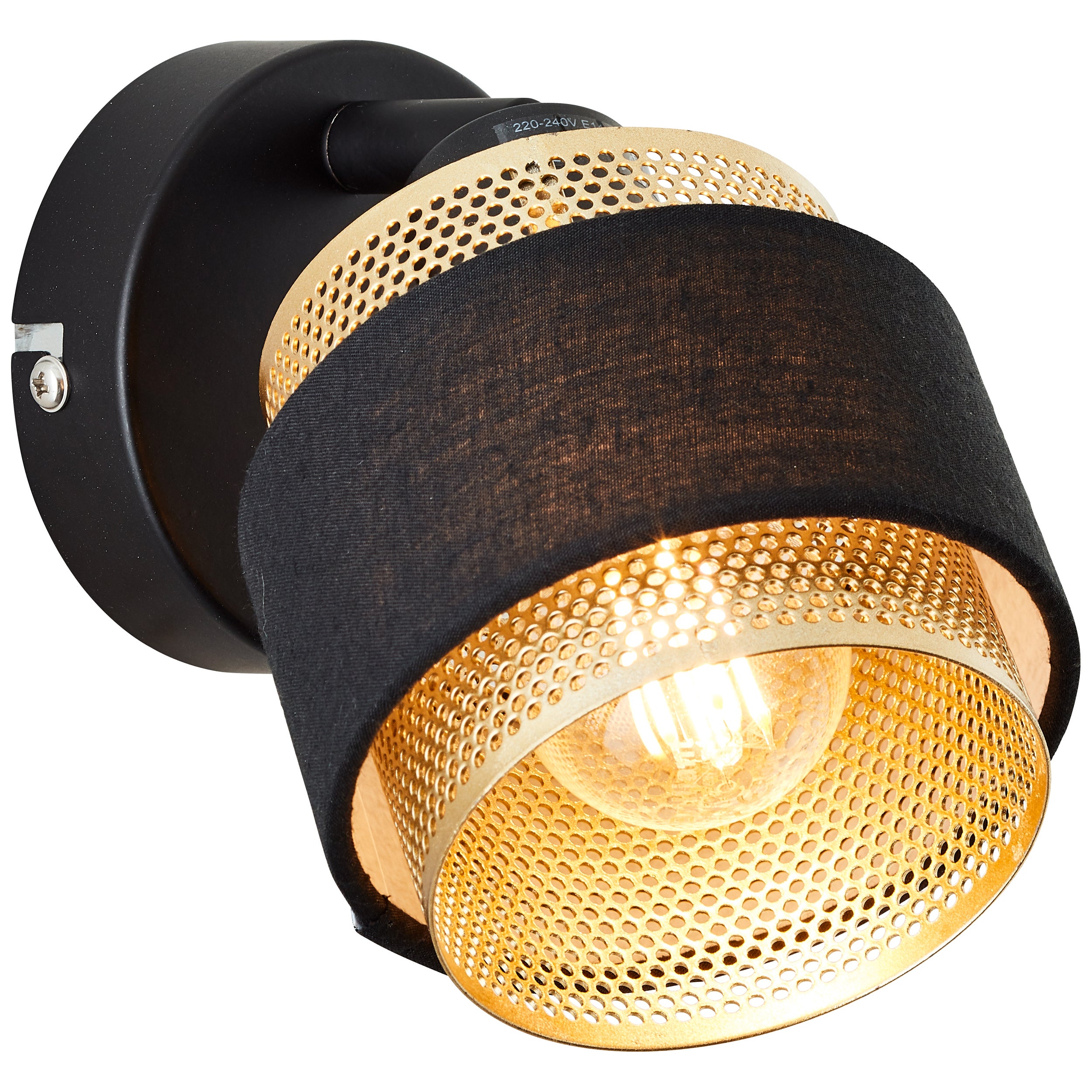 Brilliant Lamp Grove spot ścienny czarny złoty metal/czarne drewno 1x D45, E14, 28 W - 5