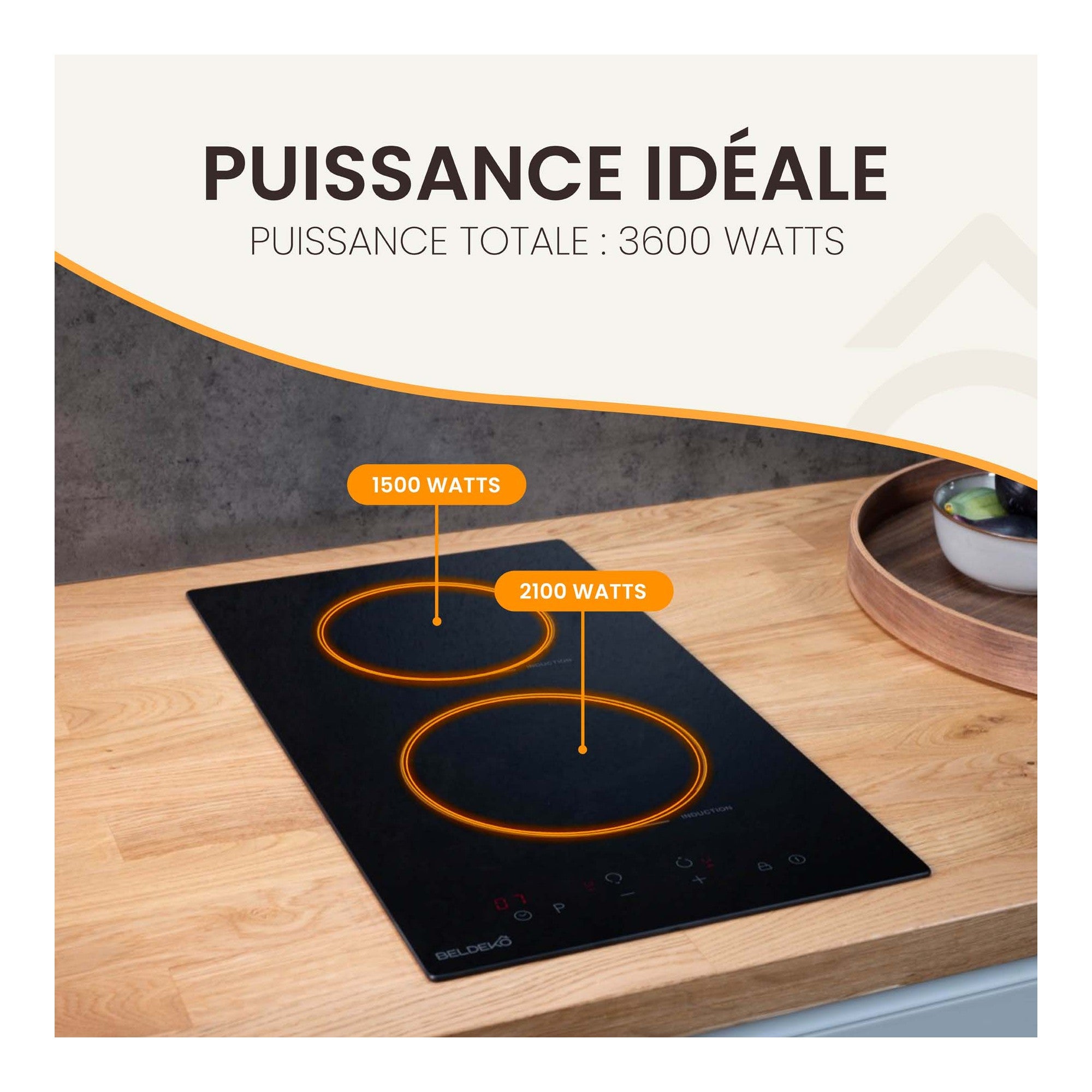 BELDEKO Plaque Induction 2 Feux 3600W Tactile Booster - Marque Française - 5