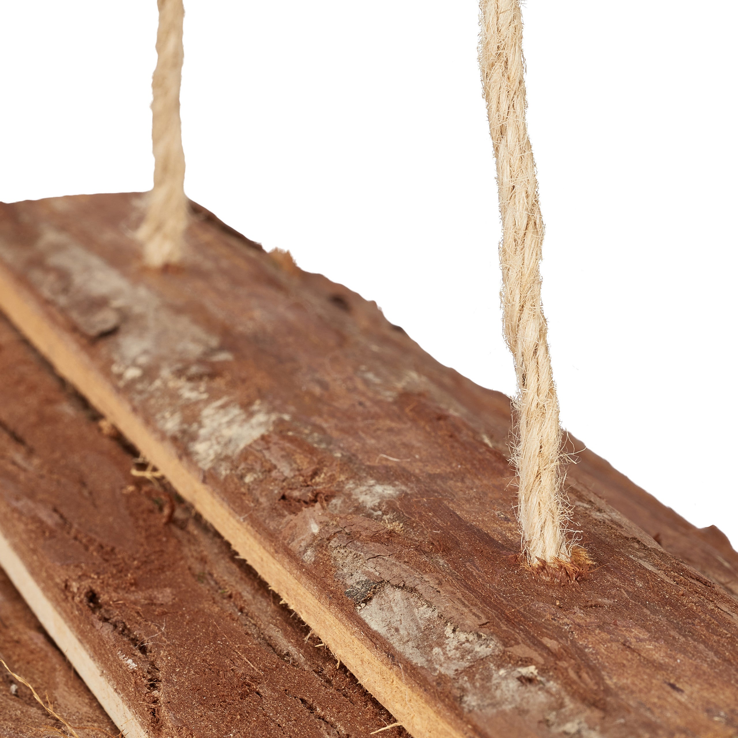 Relaxdays Mangeoire à oiseaux, en bois, avec écorce et mousse, à suspendre, H x L x P : 19 x 21 x 23 cm, nature - 6