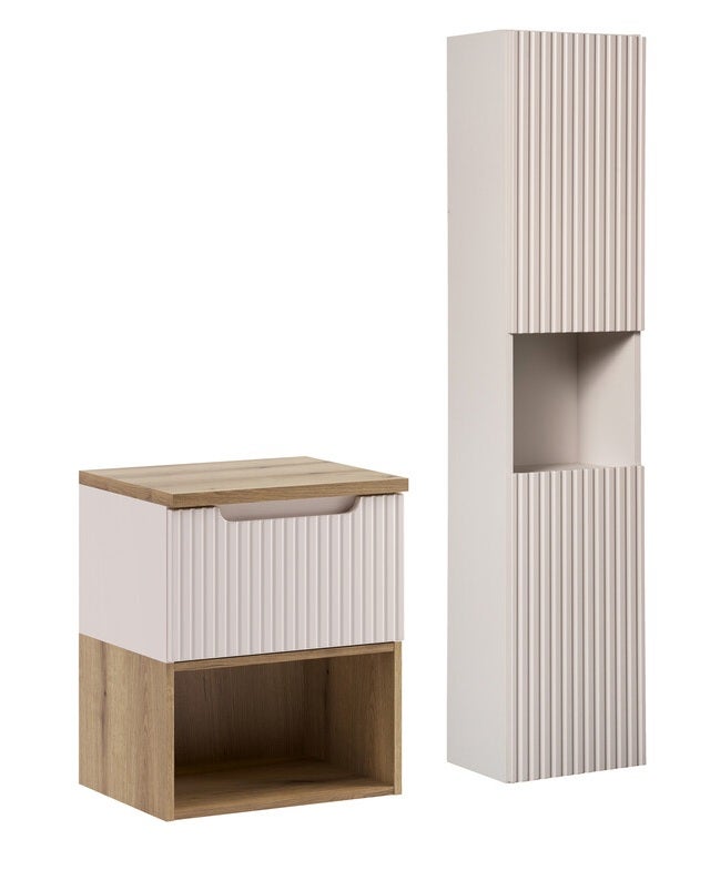 Szafka łazienkowa NOVA KASZMIR 50 cm z blatem dąb Coast Evoke i słupkiem