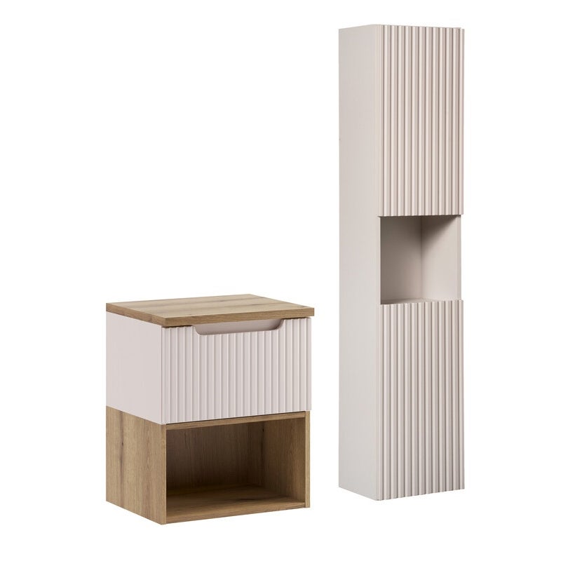 Szafka łazienkowa NOVA KASZMIR 50 cm z blatem dąb Coast Evoke i słupkiem