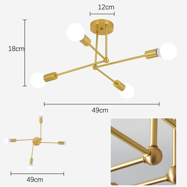 LAI HO Lampadario Moderno Sputnik, Illuminazione Industriale Medievale A Sospensione in Oro, Plafoniera Vintage per Soggiorno, Camera da Letto, Sala da Pranzo,Nero,6 Heads LAI HO Lampadario Moderno Sputnik, Illuminazione Industriale Medievale A Sospensione in Oro, Plafoniera Vintage per Soggiorno, Camera da Letto, Sala da Pranzo,Nero,6 Heads